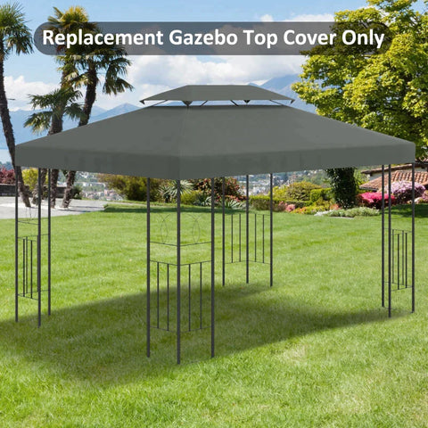 Rootz Replacement Roof - Gazebo Canopy -  Gazebo Roof For Metal Gazebo - Garden Gazebo - Party Tent - Garden Tent - Polyester - Dark Grey - 3 x 4m