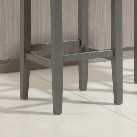 Rootz Barkrukken Set Van 2 - Eetkamerkrukken Met Voetsteun - Ademend - Polyester Stof - Rubberhout - Schuim - Grijs - 38,5 x 38,5 x 69,5 cm