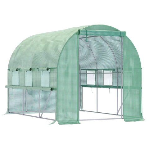 Rootz Greenhouse - Foil Greenhouse - Tunnel Walk-in Greenhouse - Plant House - Foil Tent - 6 Windows - UV Protection - Green - 2.95 x 2 x 2 m