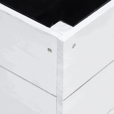 Rootz plantenbak - verhoogd bed - bloembak - plantenbak met latwerk - 4 wielen - natuurlijk hout - weerbestendige afwerking - wit - 76 x 30 x 155 cm