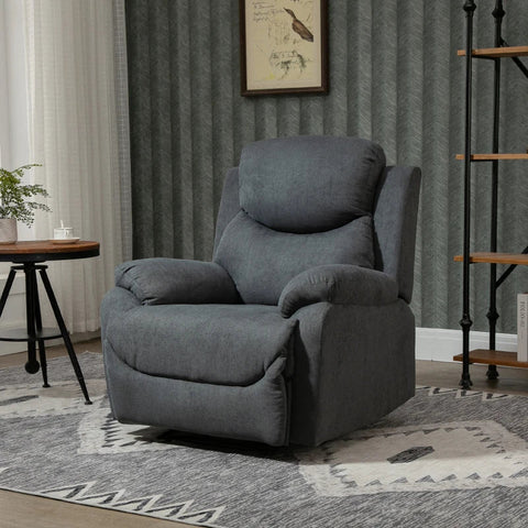 Rootz Relaxation Chair - Reading Chair - Armchair - Multi-layer Board - Reclining Function - Tiltable 150° - Linen Look - Polyester-foam-steel - Dark Gray - 97W x 96D x 105.5H cm