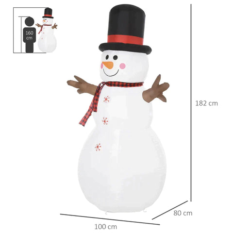 Rootz Snowman - Inflatable Snowman - Christmas Snowman - Christmas Decoration - Weatherproof - Polyester - 100 x 80 x 182 cm