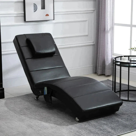 Rootz Massagetafel - Relaxligstoel - Massagefunctie - Loungestoel - Ergonomisch Hoge Rugleuning - Zwart - 58 x 163 x 87 cm