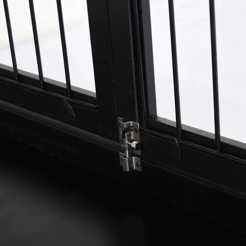 Rootz Hondentransportbox - Geventileerde hondenbox - Hondenhuis - Reiskrat voor huisdieren - Draagbare huisdierendrager - MDF Hout en ijzer - Modern design - Zwart - 58,5 cm x 81 cm x 66 cm