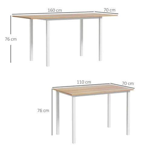 Rootz Dining tables - 6 People - Dining Table - Sturdy Steel Legs - Non-slip Floor - Kitchen Table - Mdf+steel - Brown - 160L x 70W x 76H cm