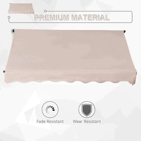 Rootz Awning - Clamp Awning - Articulated Arm Awning -  Sun Protection - Folding Arm - Hand Crank - Aluminum - Cream - White - 200 X 150 Cm