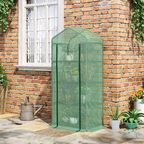 Rootz Greenhouse - Plant House - Greenhouse Shelves - Weerbestendig - Roldeur - Wit + Zwart - 70cm x 50cm x 160cm