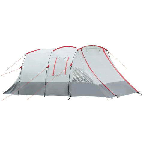 Rootz Campingtent - Tunneltent - Kampeertent met slaapkamer - Woonkamer - ingenaaide vloer - 3 deuren en draagtas - 2000 mm waterkolom voor vissen - Wandelen - Sporten - Reizen - Grijs - 5.10x2.40x1.80m