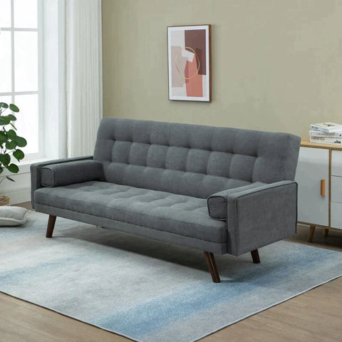 Rootz Sofa Bed - Three-seater Sofa - Sofa - With Sleeping Function - Polyester/Wood - Grey - 208 x 81 x 92 cm