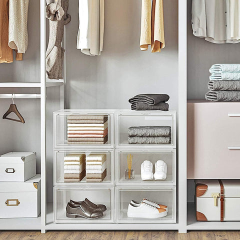 Rootz Shoe Storage Systems - Stackable Shoe Holder - Shoe Box - White - 28 x 36 x 22 cm