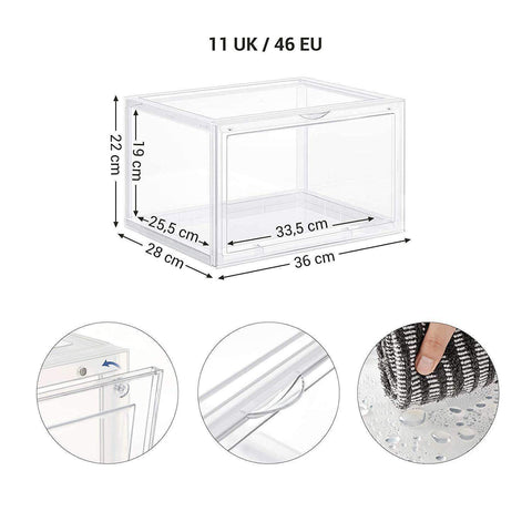 Rootz Shoe Storage Systems - Stackable Shoe Holder - Shoe Box - White - 28 x 36 x 22 cm