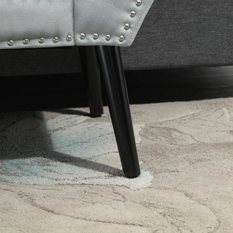 Rootz Upholstered Bench - Bench Seat - Modern Bed Bench With Buttons Rubber Wood - Velvety - Touch Light - Grey - 114 x 46 x 56 cm