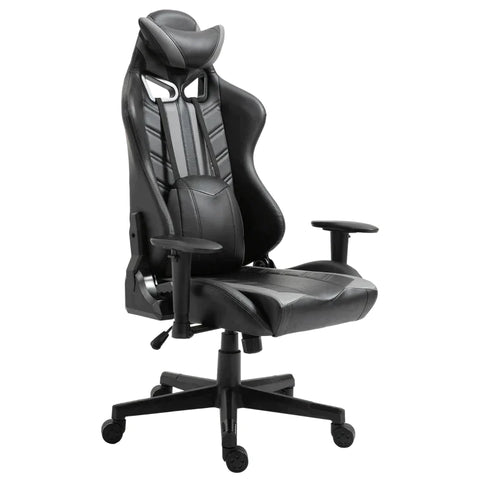 Rootz Gaming Chair - Gaming Chair With Rocker Function - Office Chair - Computer Chair - Desk Chair With Lumbar Cushion - Height Adjustable - Black/Grey - 72 x 77 x 126-136 cm