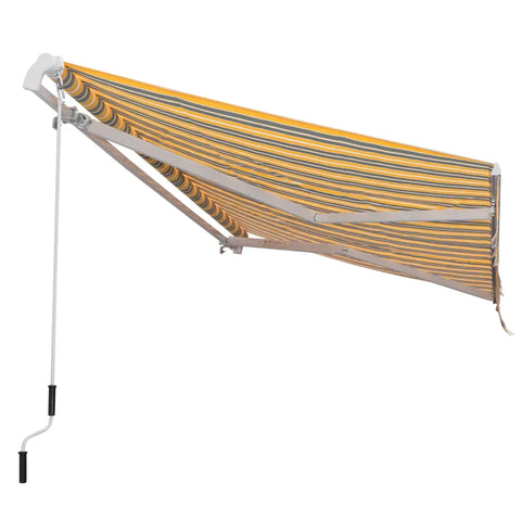 Rootz Awning - Articulated Arm Awning - Sun Protection - Hand Crank - Aluminum + Polyester - Yellow Grey - 3.5 X 2.5 m