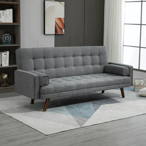 Rootz Sofa Bed - Three-seater Sofa - Sofa - With Sleeping Function - Polyester/Wood - Grey - 208 x 81 x 92 cm