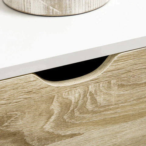 Rootz Storage Cabinet - Chest Of Drawers - Sideboard - 1 Drawer - 2 Cabinet Compartments With Shelves - White + Wood - 98.5 x 39 x 79.5 cm