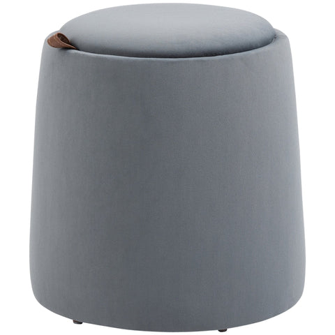 Rootz 2-in-1 Stool - Coffee Table - Velvet Look - Including Storage Space And Removable Lid - Grey - Ø44 cm x 47.5 cm