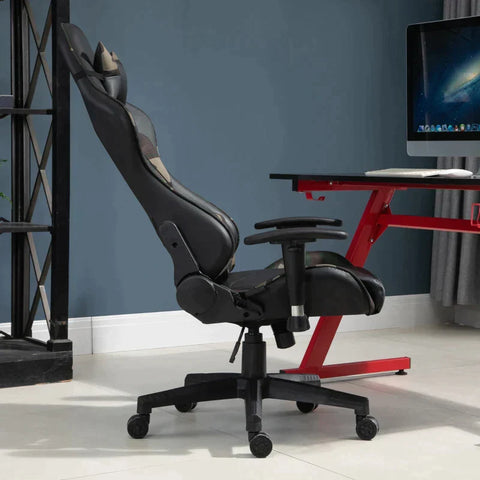 Rootz Gaming Chair - Massage Chair - Office Chair - Ergonomic Faux Leather - Foam - Black