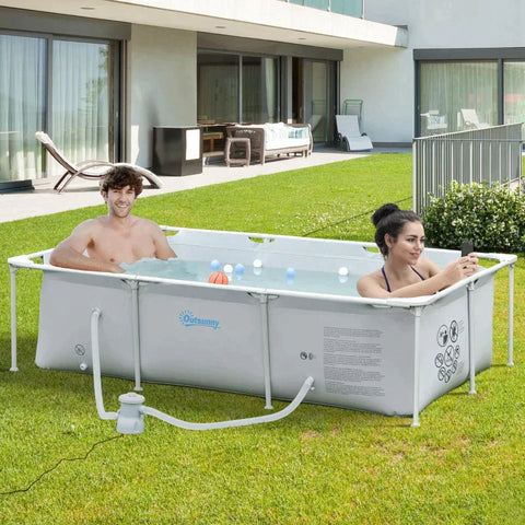 Rootz Frame Pool - Frame Swimming Pool - Swimming Pool - Pool - Gray - 252 x 152 x 65 cm