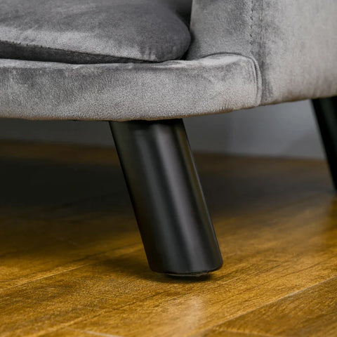 Rootz Dog Sofa with Backrest - Pet Sofa with Wooden Legs - Dog Bed - Soft Cover - Cat Sofa - Dark Gray - 98.5x60.5x35.5 cm