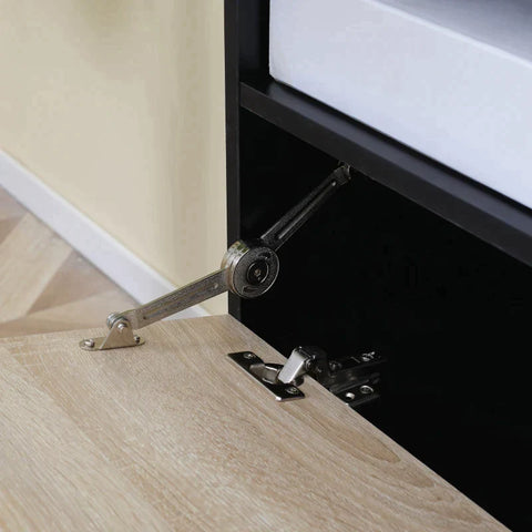 Rootz 4-in-1-Kleiderschrank – Schuhbank und Wandregal – Aufbewahrungsset für den Eingangsbereich – Schwarz + Natur – 120 cm x 32 cm x 78 cm