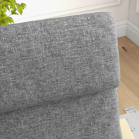 Rootz Armchair With Headrest And Armrests - Linen Look Cover - Recliner - Wooden Frame - Eucalyptus Wood - Foam - Gray + Natural - 66.5W x 80D x 99H cm