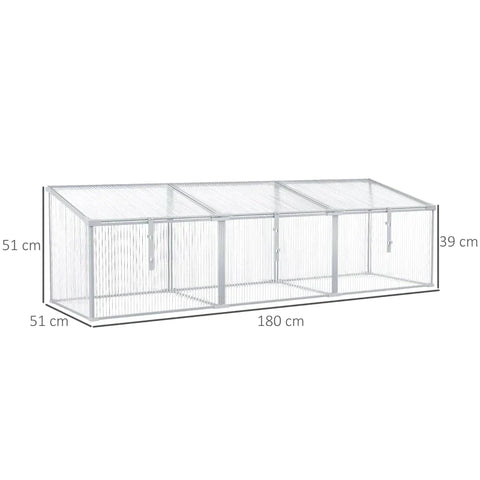 Rootz Greenhouse - Cold Frame - Aluminum Greenhouse - Plant House - Transparent Greenhouse - 180L x 51W x 51H cm