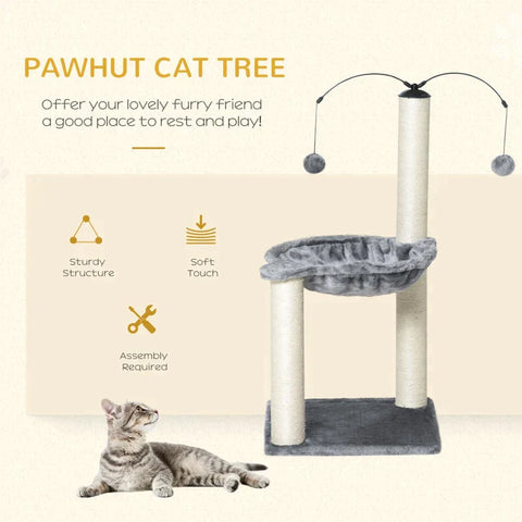 Rootz Scratching Post - Cat Tree - Cat Play Tree - Climbing Tree - Grey - 39.5x39.5x83 cm