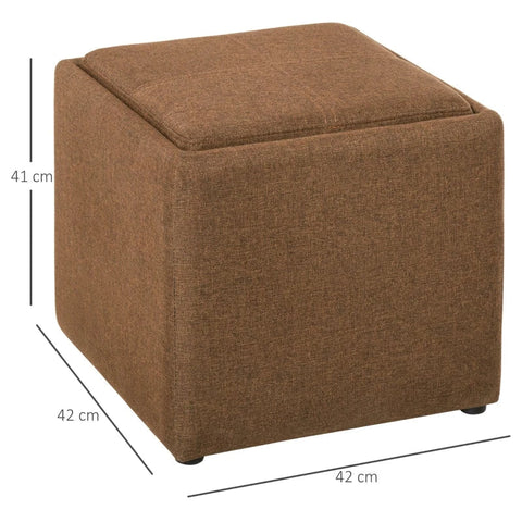 Rootz Stool - Storage Stool - Footstool - Upholstered Stool - Storage Box - Brown - 42 x 42 x 41 cm