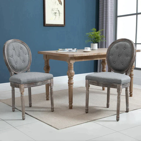 Rootz Esszimmerstühle – Küchenstühle – Stuhlset – Retro-Wohnzimmerstühle – gepolsterte Stühle – Gummiholz ​​– Grau