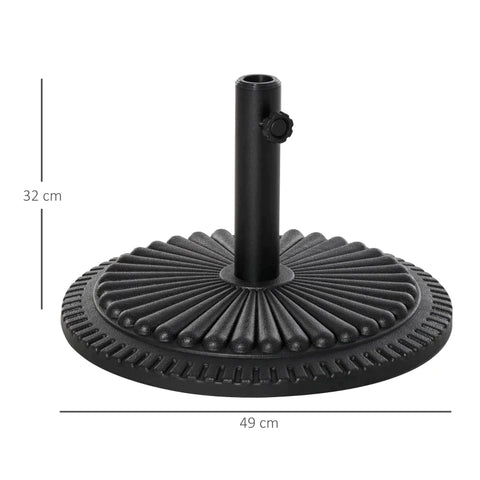 Rootz Parasol Stand - 14 Kg Parasol Stand For Parasol - Round Parasol Poles - Parasol Base For Garden - Balcony - Cement - Black - Ø49 x 32H cm