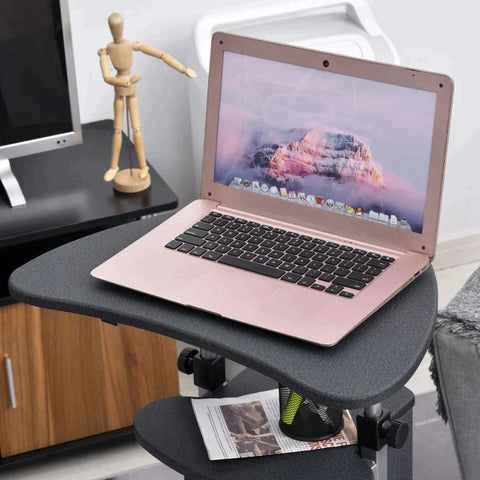 Rootz Laptop Table - Laptop Stand - Notebook Table - Computer Tablet - Castors And Shelf - Black - 54 x 40 x 80-115 cm