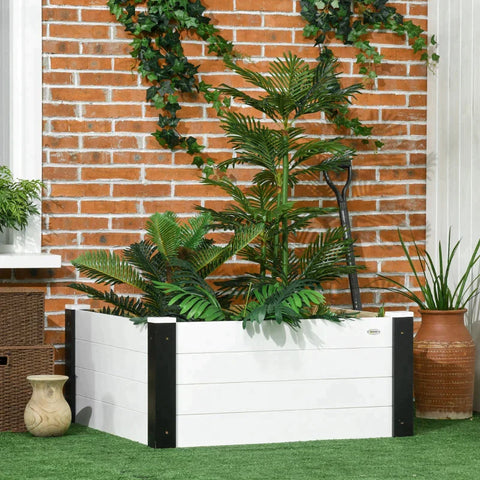Rootz Raised Bed - Reinforced Edges - Weather Resistant - Black + White - 91.5cm x 91.5cm x 41cm