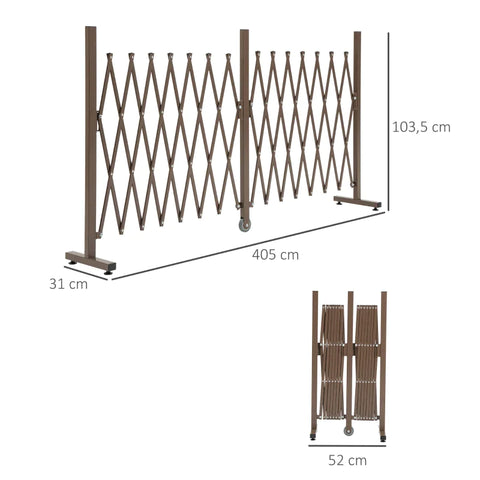 Rootz Scissor Gate - Barrier Scissor - Barrier Extendable - Fence - Expanding Trellis Fence - Dark Brown - L405 x W31 x H103.5 cm