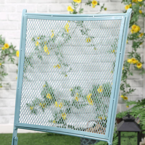 Rootz Bistro-Set – Gartensitzgruppe – Gartengruppenbestuhlung – Gruppenbestuhlung – 1 klappbarer Tisch + 2 klappbare Stühle – Metall – Hellblau