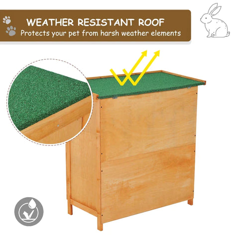 Rootz Kleine Dierenhok - 2 Lagen Dubbeldekker Houten Konijnenhok - Huisdierkooi - Weerbestendig - Dennenhout - Groen + Naturel - 90 x 45 x 90 cm