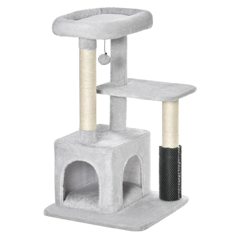 Rootz Krabpaal - Krabpaal Met Massagehoek - Kattengrot - Speelbal - Kattenkrabpaal - Sisal Touw - Lichtgrijs - 48 x 48 x 85 cm