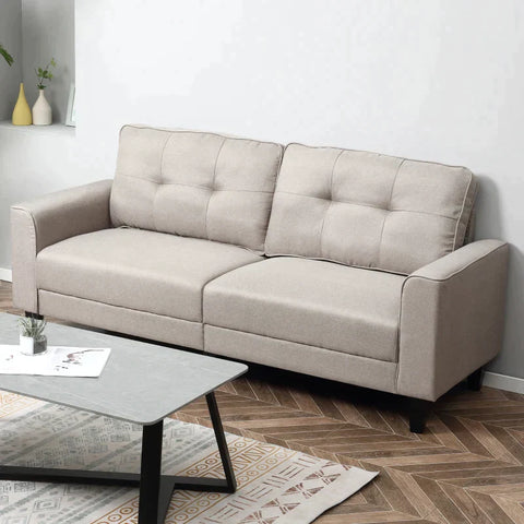 Rootz Sofa - 2 Seater Sofa - Home - Living Room - Black + Beige - 202cm x 72cm x 91cm