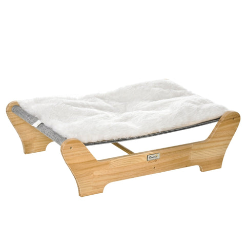 Rootz Cat Bed - Cat Bed With Frame - Hammock For Cats - Elevated Cat Nest With Soft Pillow - Natural - Pine Wood - 68 x 43 x 20 cm