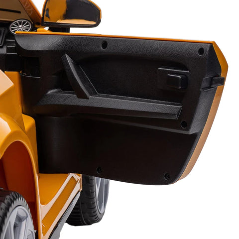Rootz Elektrische kinderauto - Max 3 km/u - Stuur - Afstandsbediening - Veiligheidsgordel - Mp3-poort - 3-5 jaar - Kunststof+ijzer - Geel - 102L x 60W x 44H cm