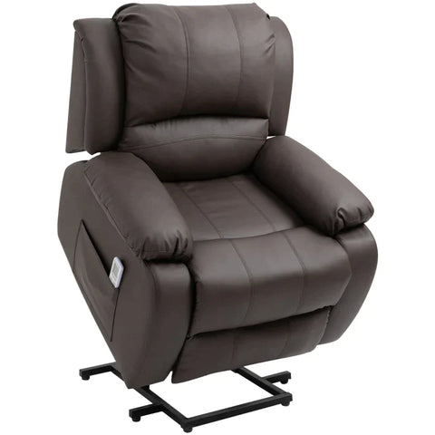 Rootz Massage Chair - Stand-up Aid - Relaxation Chair - TV Chair With Massage Function - Reclining Function - Brown - 92 X 92.5 X 101 cm