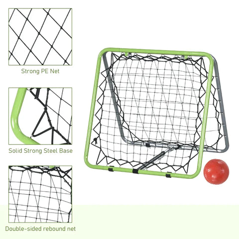 Rootz Rebounder-Netz – Verstellbares Rebounder-Netz – Trainingsziel-Set – Rebound-Wandnetz – Grün/Schwarz – 75 x 75 x 64 cm
