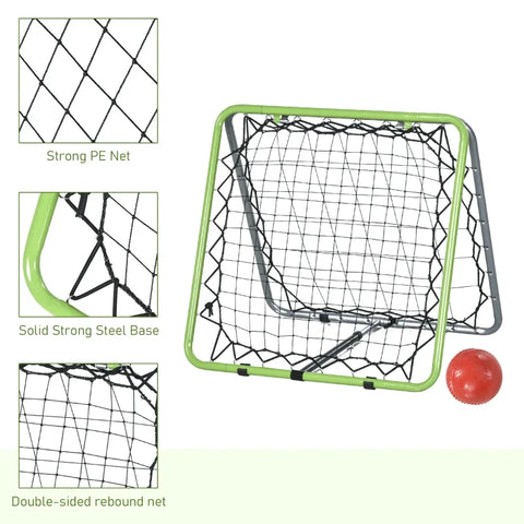 Rootz Rebounder Net - Adjustable Rebounder Net - Training Goal Set - Rebound Wall Net - Green/Black - 75 x 75 x 64 cm