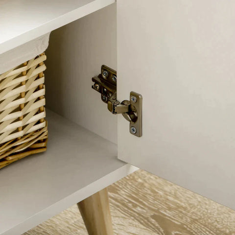 Rootz Storage Cabinet - Chest Of Drawers - Sideboard - 1 Drawer - 2 Cabinet Compartments With Shelves - White + Wood - 98.5 x 39 x 79.5 cm