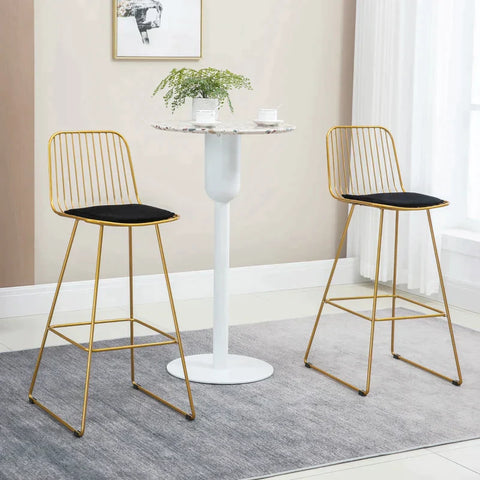 Rootz Barhocker – 2er-Set Barhocker – Barhocker im Retro-Design – Hocker – Stahl – Gold/Schwarz – 47 cm x 51 cm × 104 cm