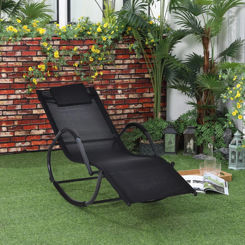 Rootz Rocking Chair - Rocking Lounger - Garden Lounger - Swing Lounger - Black - 160 x 61 x 79 cm