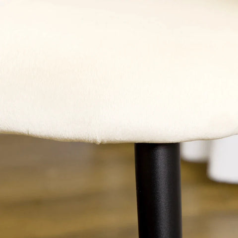 Rootz Dining Room Chairs - Scandi Design - Soft Backrest - Kitchen Chairs - Samp Look - Velvet Polyester - Cream + Black - 52L x 54B x 79H cm