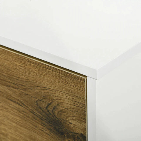 Rootz Coffee Table - Coffee Table With Two Drawers - Side Table - Storage Cabinet - Scandinavian-style - White/Brown - 100 cm x 53.5 cm x 45 cm