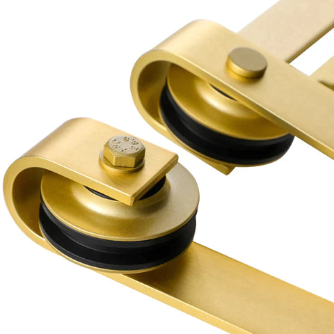 Rootz Schiebetürbeschlag-Set – platzsparend – leise – universell einsetzbar – Gold – 200 cm x 40 cm x 0,6 cm
