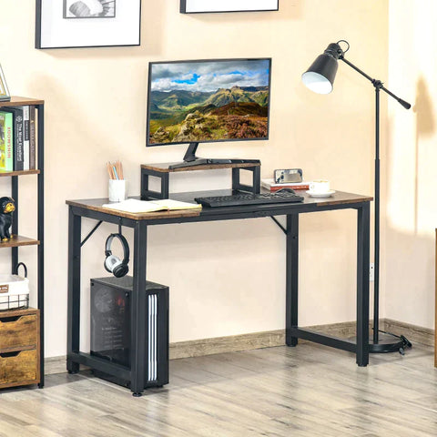 Rootz Computer Desk - Computer Table - Study Table - Industrial Style Desk - Home - Office - Brown/Black - 120 cm x 60 cm x 73.5 cm